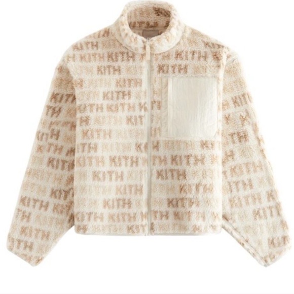 Kith Jackets & Blazers - Kith Cream and Tan Logo Fleece Jacket